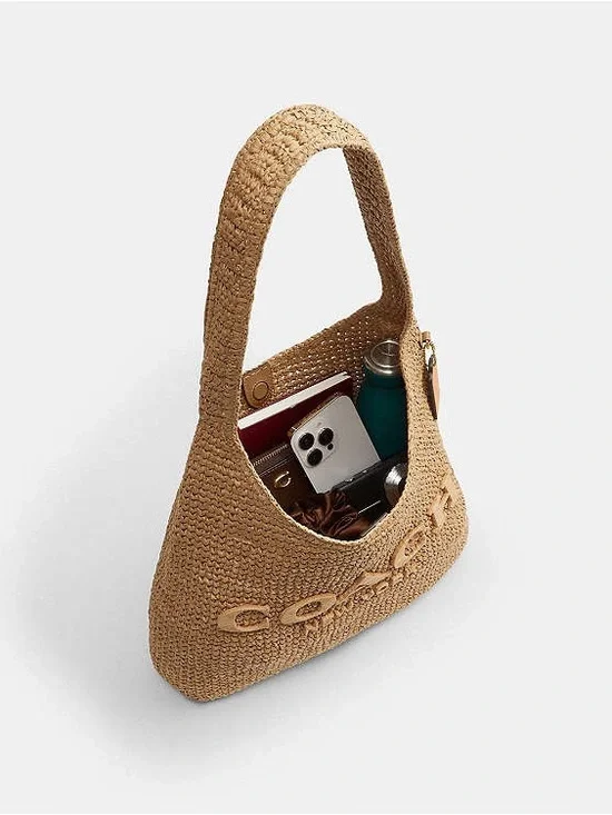 Coach Woven Straw Shoulder Bag in Natural Tan - Picture 9 of 9